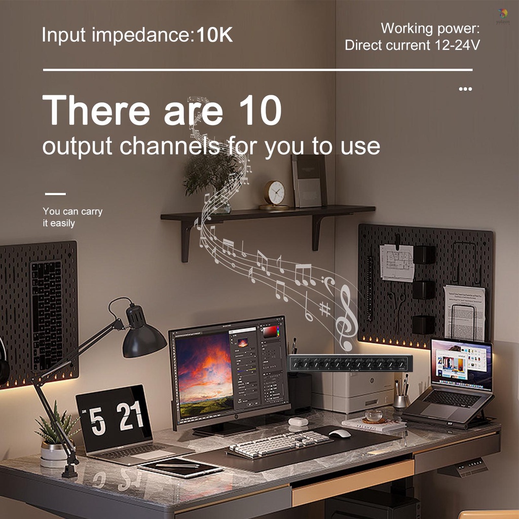 Bộ Khuếch Đại Âm Thanh 10 Kênh 3.5mm Điều Khiển Độc Lập Đa Kênh
