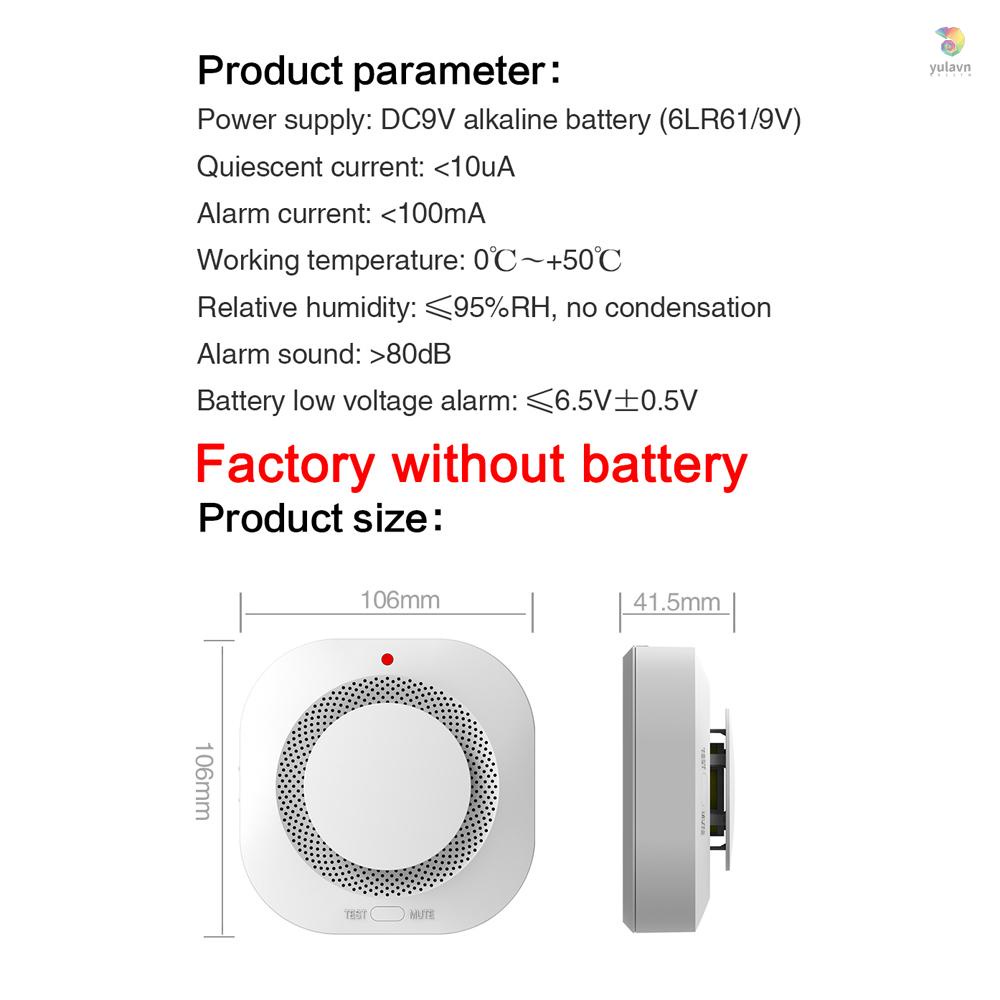 (yala) Thiết Bị Báo Khói Thông Minh Kết Nối WiFi Cảm Biến Thông Minh Tương Thích Với Ứng Dụng Điện Thoại Di Động Cho Nhà Bếp Phòng Ngủ Văn Phòng