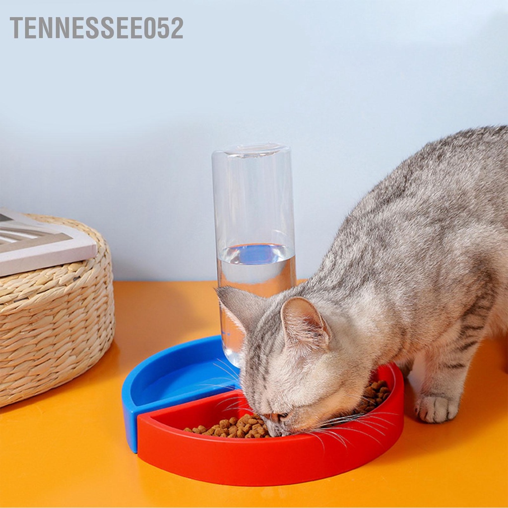 Tennessee052 Bát Thức Ăn Nước Cho Mèo Có Thể Tháo Rời Chống Trơn Trượt Dung Tích Lớn Bộ Đĩa Thú Cưng Với Bình Trong Nhà