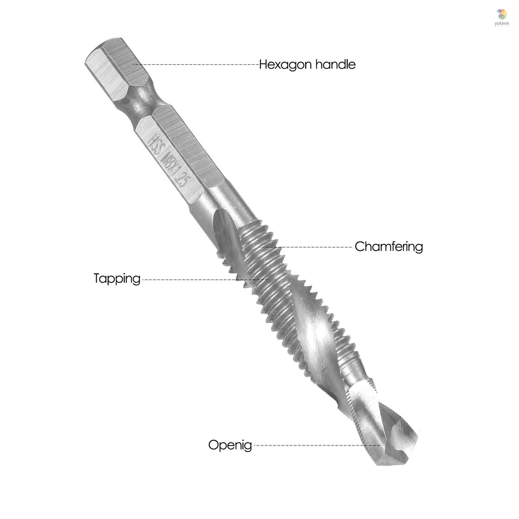 Bộ 7 Mũi Khoan Và Vít HSS M3-M12 Thay Đổi Nhanh 1 / 4in Tiện Lợi