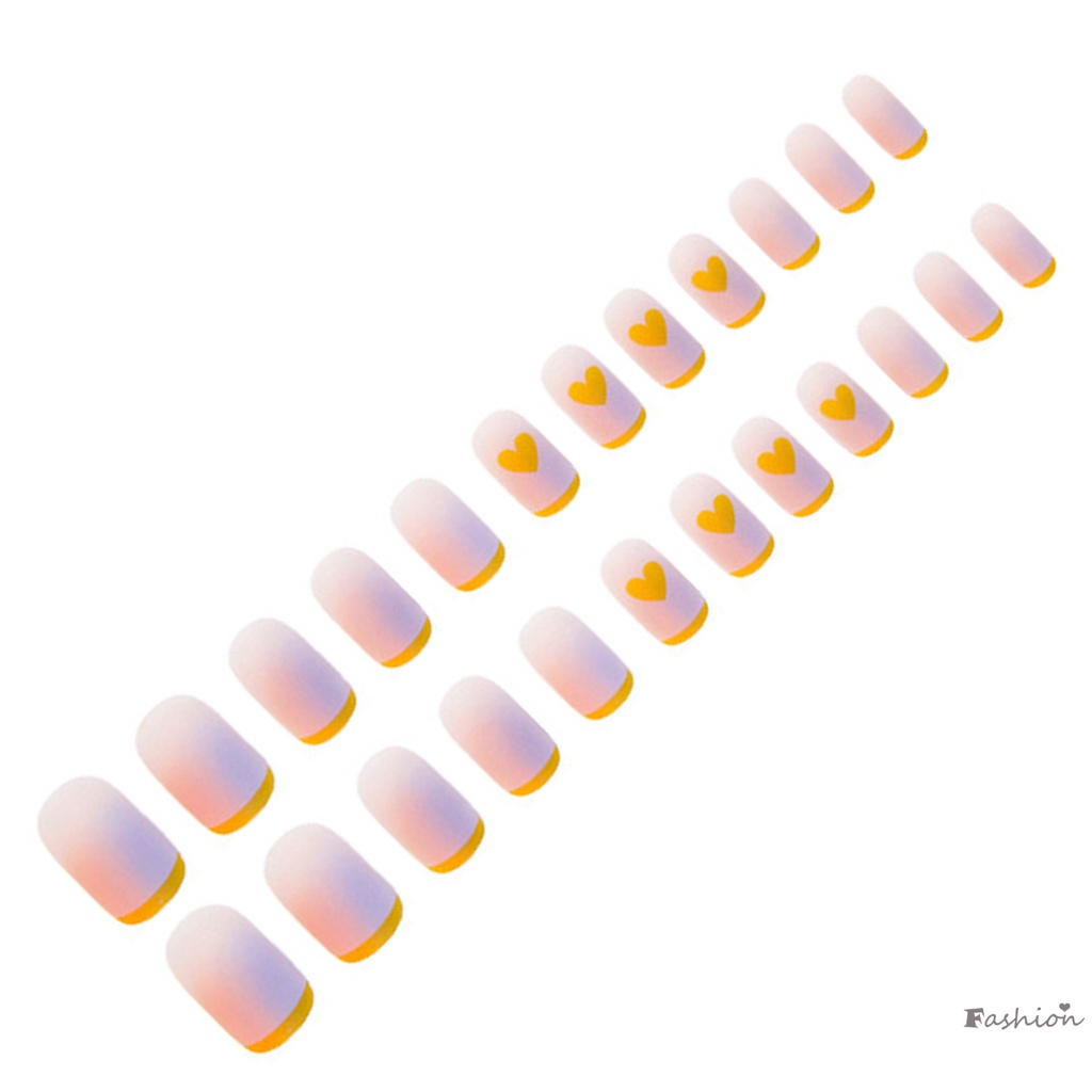 Móng Tay Giả Ngắn Hình Tròn Màu Sắc Tuyến Tính