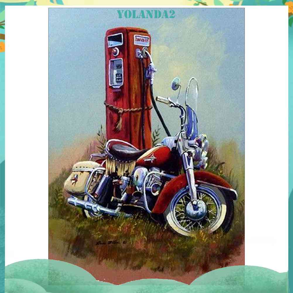 Tranh Đính Đá Kim Cương Toàn Bộ 5D DIY Hình Vẽ Xe Máy