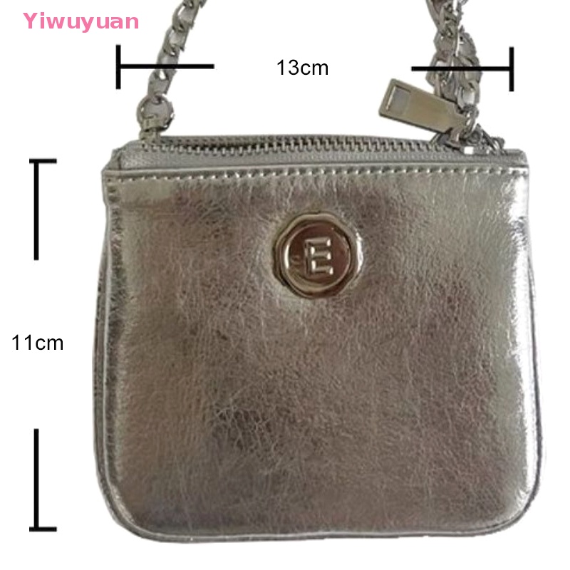 Túi Đeo Chéo Mini Bằng Da PU Có Khóa Kéo Màu Đen / Bạc Thời Trang Mới Cho Nữ