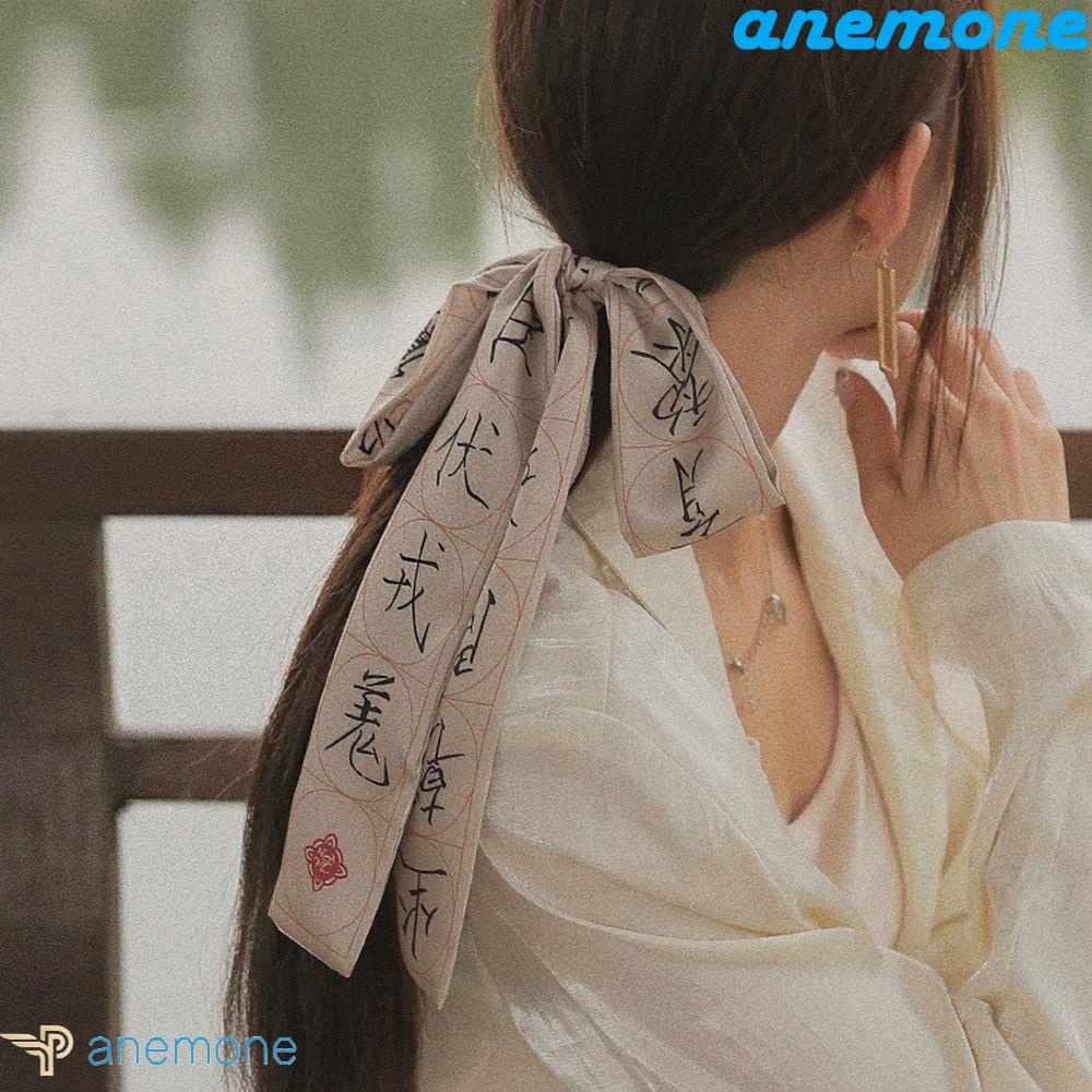 Khăn Choàng Cổ Dài Bằng Lụa Satin In Họa Tiết Phong Cách Trung Hoa Cổ Điển Thanh Lịch