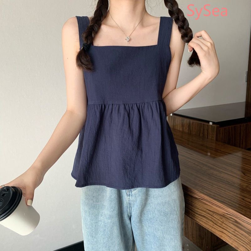 Áo Hai Dây Cổ Vuông Thắt Nơ Thời Trang Mùa Hè Cho Nữ