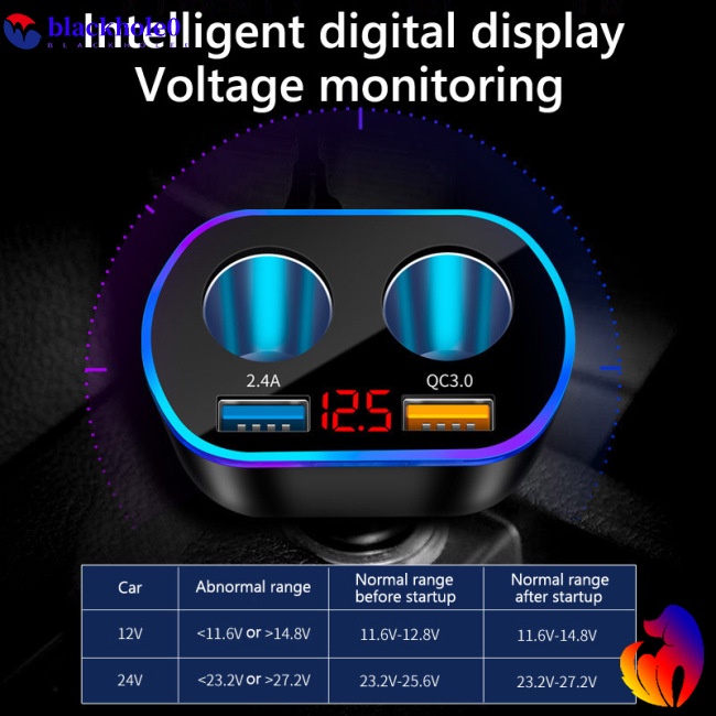 Tẩu Sạc Nhanh Qc3.0 Hai Cổng Usb Màn Hình Kỹ Thuật Số Đa Năng Cho Xe Hơi