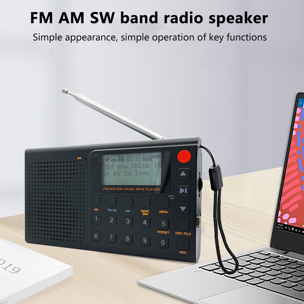 Máy Nghe Nhạc MP3 AM FM SW AUX Có Đồng Hồ Báo Thức Kèm Loa