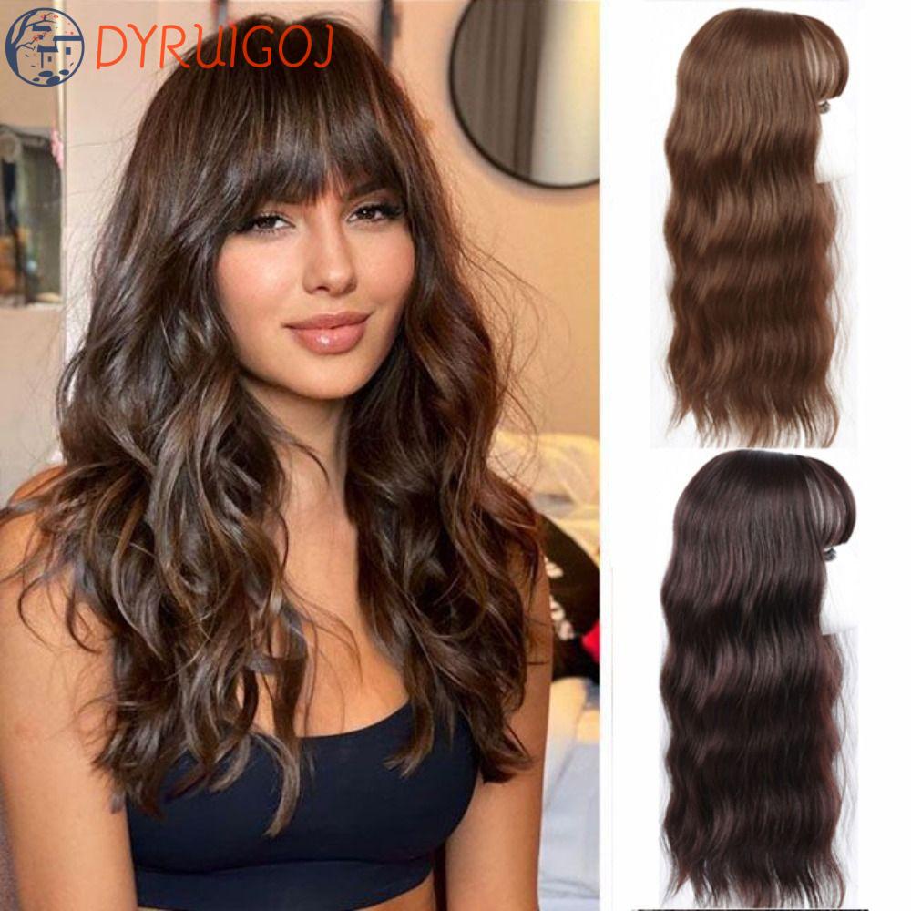 Tóc Giả Bằng Sợi Tổng Hợp Màu Nâu Chất Lượng Cao Có Kẹp Dành Cho Nữ