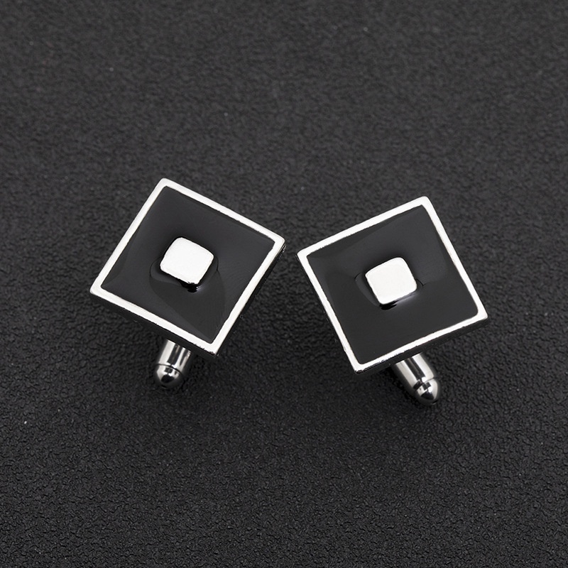 Khuy Măng Sét Kim Loại Màu Đen Thiết Kế Đơn Giản Cho Nam