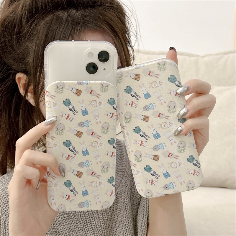 Mới Ốp Điện Thoại Có Nắp Trượt Bảo Vệ Màn Hình Chống Rơi Họa Tiết Chú Thỏ Dễ Thương Cho iP Phone 14 11 12 13 Pro Max Plus