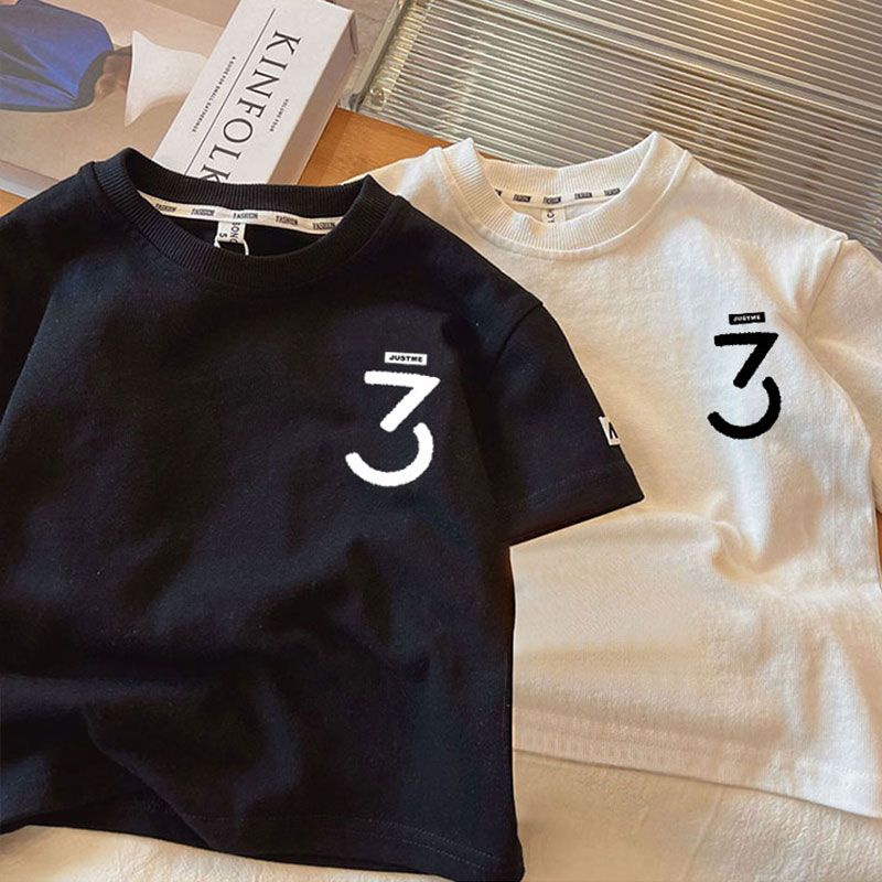 Áo Thun Cotton Ngắn Tay Phong Cách Hàn Quốc Thời Trang Mùa Hè Cho Bé Trai