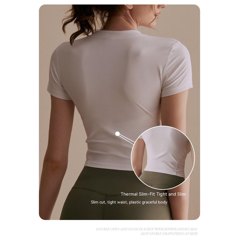 Áo Thun Thể Thao Tay Ngắn Dáng Ôm Nhanh Khô Thời Trang Cho Nữ