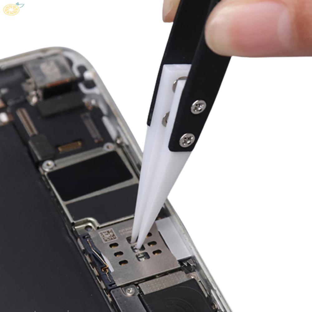 【VARSTR】Stainless Steel Ceramic Tweezers Heat Resistant Non Conductive Ceramic Tip 3x