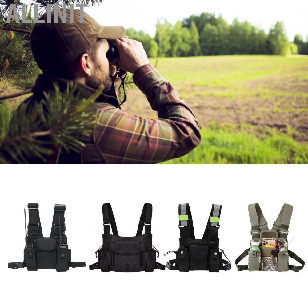Allinit Walkie Talkie Chest Pocket  Side Buckle Durable Large Capacity Wear Resistant Adjustable Length Widen Shoulder Straps Rig Bag for Outdoor