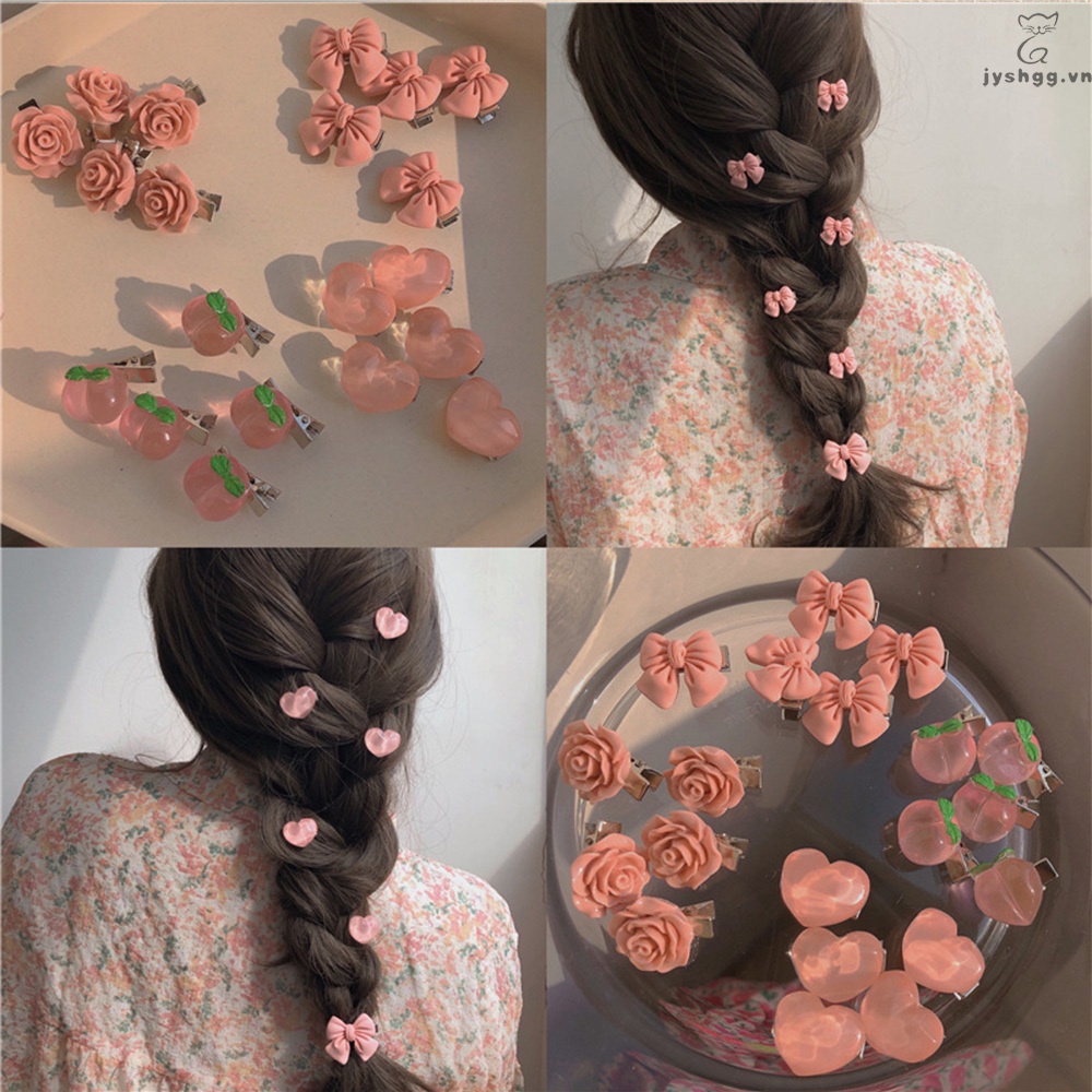 Set 5 Kẹp Tóc Tạo Kiểu Không Đau Hình Bông Hoa Dễ Thương DIY