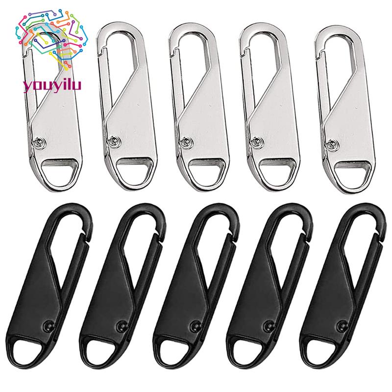 Set 10 Đầu Tab Kim Loại Có Khóa Kéo Thay Thế Tiện Dụng Cho Quần Áo / Vali / Balo Diy