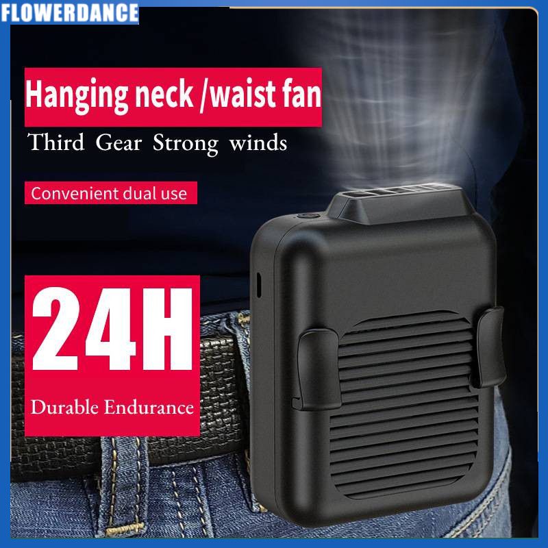 Nâng Cấp Quạt Đeo Hông Quạt USB Rảnh Tay Di Động Quạt Mini Cầm Tay Mùa Hè Máy Làm Mát Kẹp Thắt Lưng Di Động 6000MAh Gió Mạnh Hoa Sạc Lại Được 3 Tốc Độ