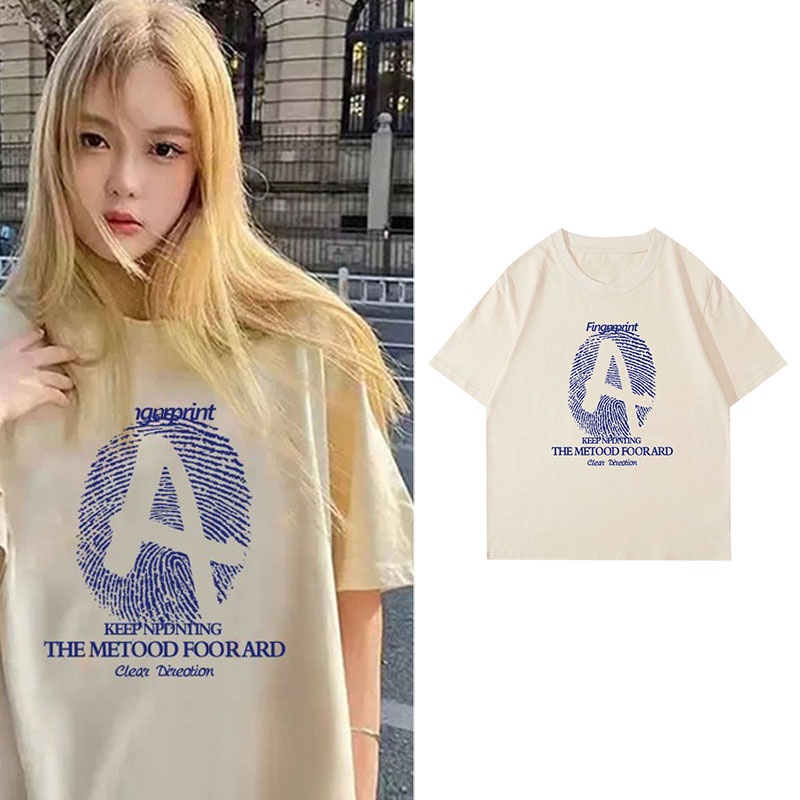 Áo Thun 100% Cotton Tay Ngắn Cổ Tròn In Họa Tiết Phong Cách Hàn Quốc Cho Nữ