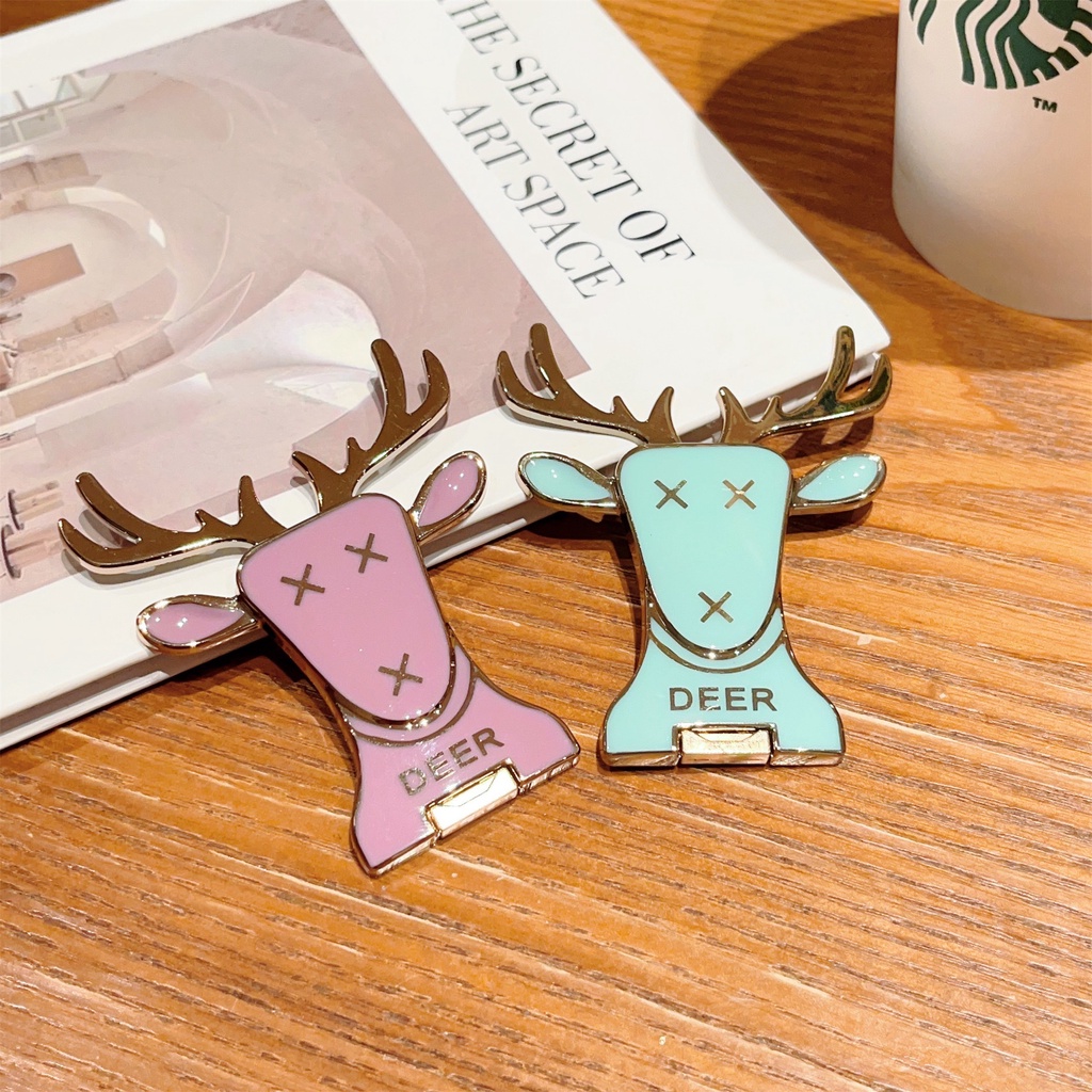 Ốp Điện Thoại Họa Tiết Hoạt Hình Tuần Lộc Dễ Thương Kèm Giá Đỡ Nhẫn Và Dây Đeo Tiện Dụng Cho iphone