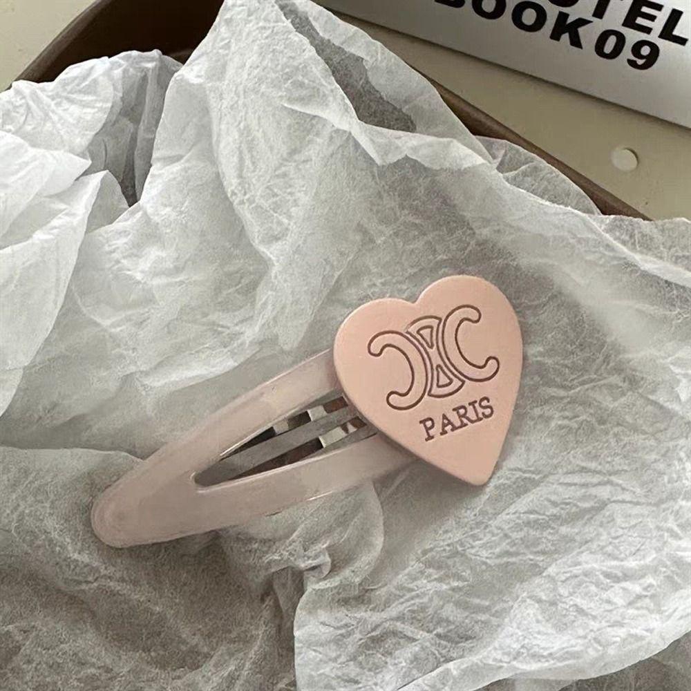 Kẹp Tóc Mỏ Vịt Rỗng Màu Kẹo In Chữ Phong Cách Hàn Quốc Ngọt Ngào Cho Nữ