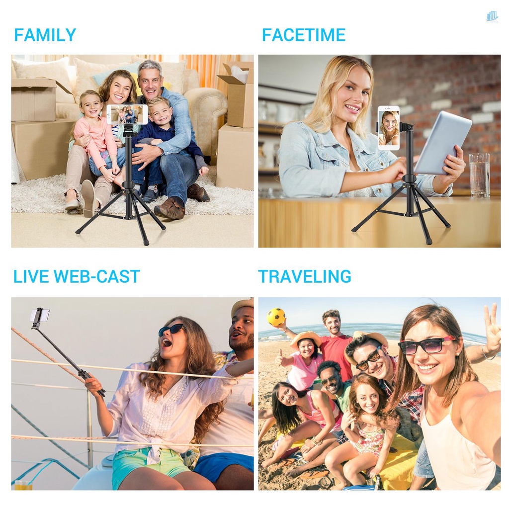 Gậy Tự Sướng Andoer 1.5m / 59in 2 Trong 1 Bằng Hợp Kim Nhôm Có Thể Mở Rộng + Gậy Tự Sướng Kèm Giá Đỡ Điện Thoại Android / iPhone