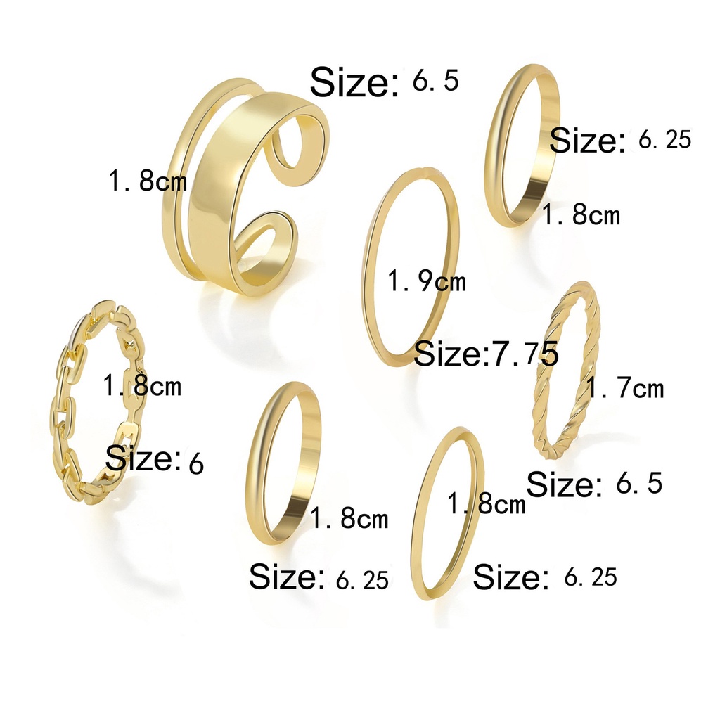 Set 7 Nhẫn Đeo Khớp Ngón Tay Phong Cách Hip Hop Cho Nữ