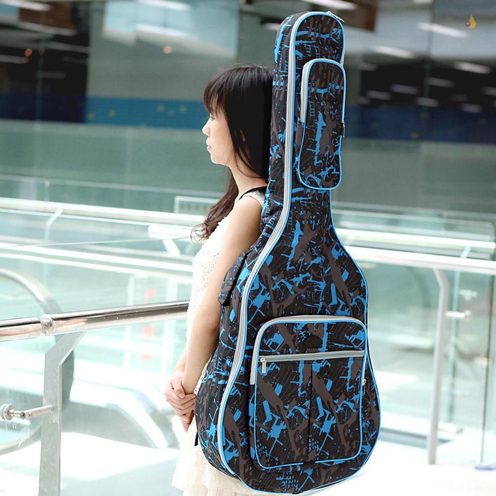 Mynice Túi Đựng Đàn Guitar 41Inch 600D Bằng Vải Oxford Không Thấm Nước Thêu Họa Tiết Màu Xanh Rằn Ri