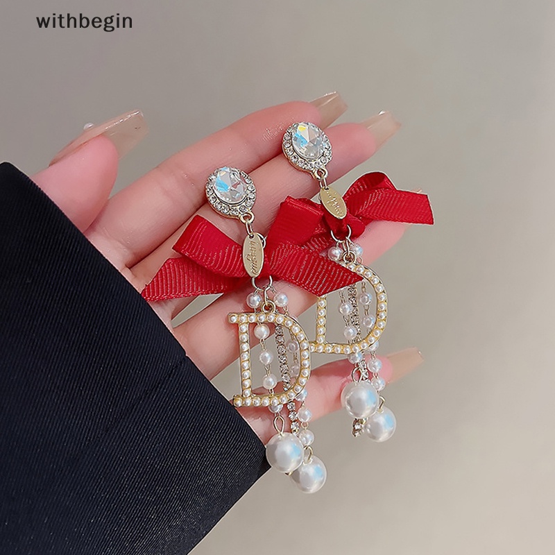 Bông Tai Mạ Bạc 925 Dáng Dài Đính Pha Lê / Ngọc Trai Thời Trang Sang Trọng