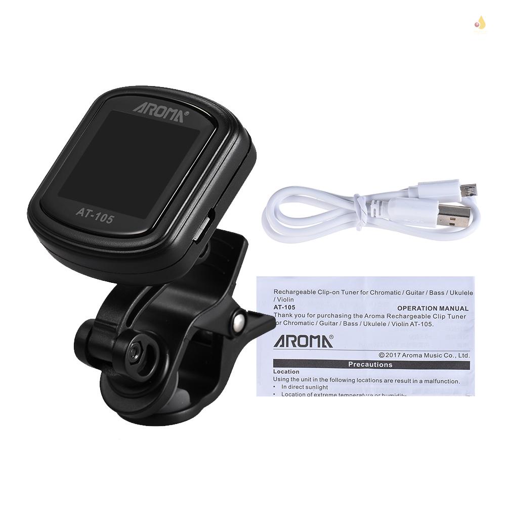 Máy Điều Chỉnh Âm Thanh AT-105 Có Màn Hình Màu Có Thể Sạc Lại Cho Chromatic Guitar Bass Ukulele Violin