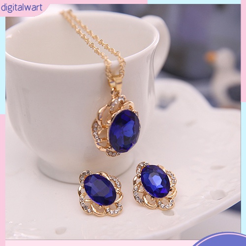 Bộ Vòng cổ + Bông Tai Đính Đá Thời Trang Cho Nữ