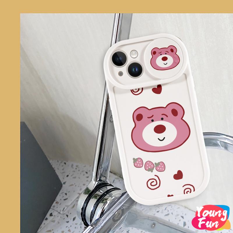 Ốp lưng Gấu dâu tây Trượt iPhone 14 XR 13 11 12 Pro Max 8 7 6 6S Plus X Xs Max Se 2020 13 12 11