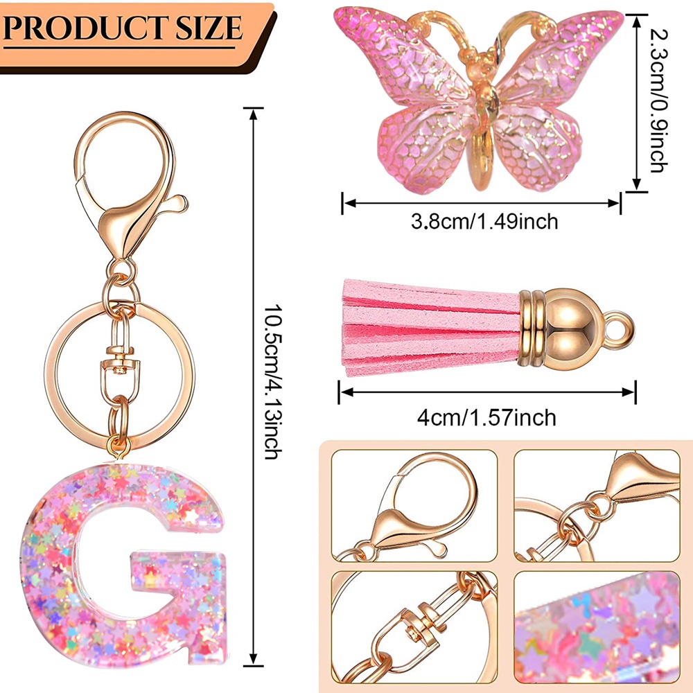 Móc Khóa Hình 26 Chữ Cái A-Z Đính Kim Sa Thời Trang