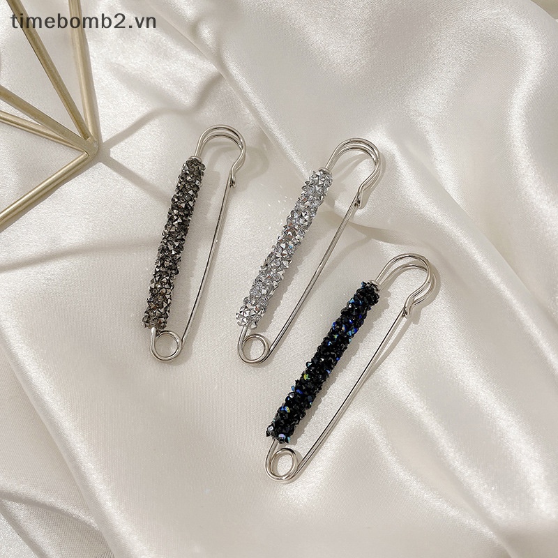 {Timebomb} Ghim Cài Thắt Lưng Cố Định Pha Lê Thời Trang An Toàn Chống Rơi Phối Chuỗi Ngọc Trai Trang Sức.