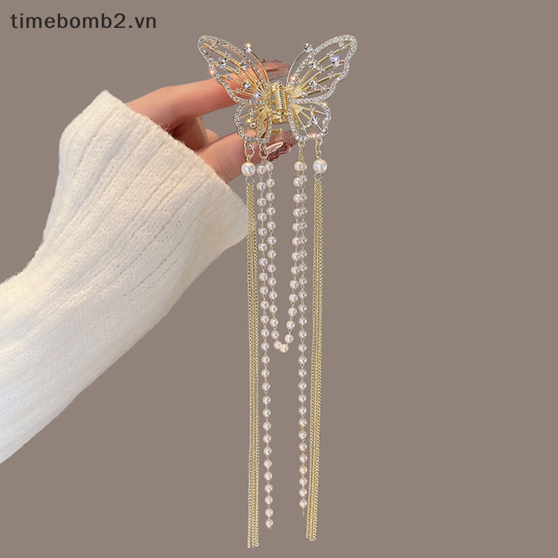 Kẹp Tóc Hình Bướm / Cá Mập Đính Ngọc Trai Giả Thời Trang Cho Nữ