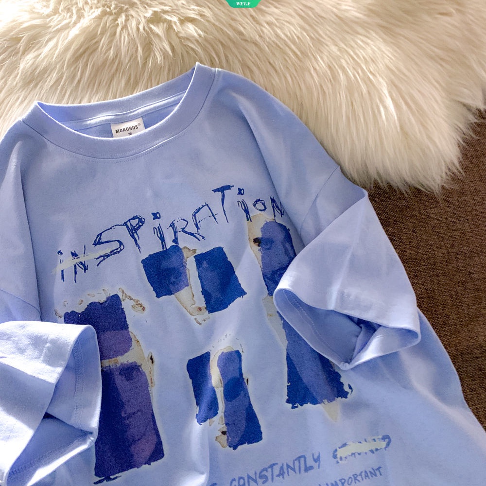 Áo Thun Tay Ngắn Dáng Rộng Bằng Cotton In Họa Tiết Graffiti Đơn Giản Thời Trang Mùa Hè Hàng Mới Dành Cho Nam Nữ