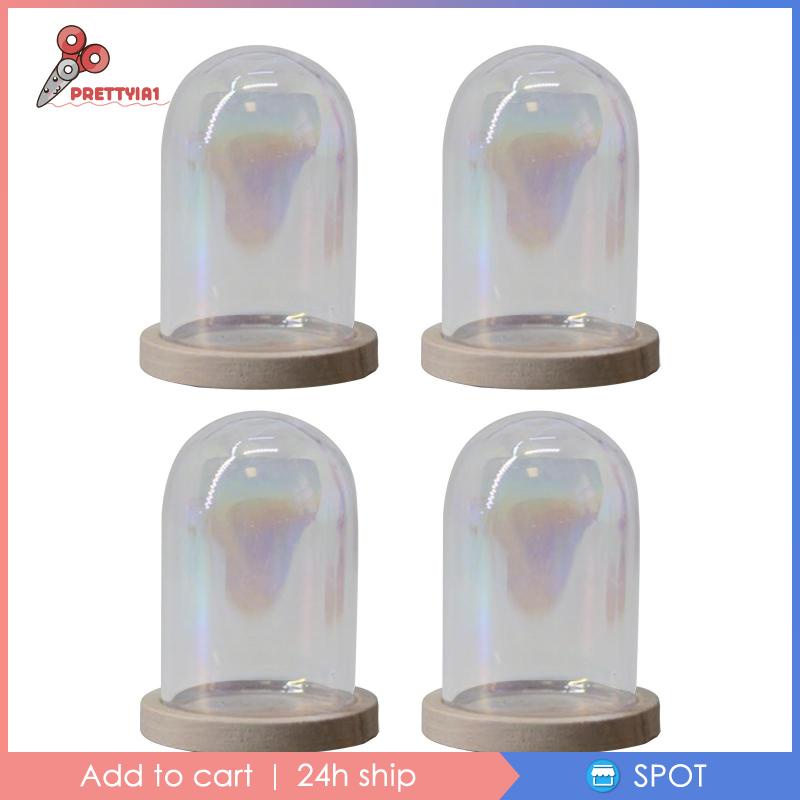 1 [Prettyia1] Set 4 Giá Đỡ Kính Mái Vòm Trong Suốt Mini Trang Trí Bàn Làm Việc