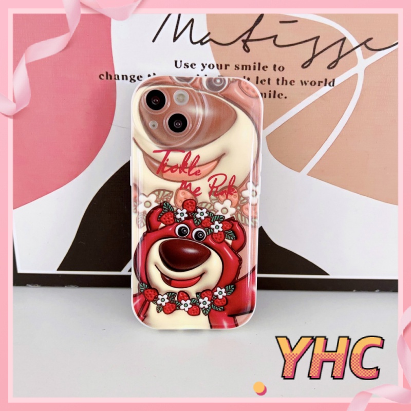 Ốp Lưng iPhone Hoạt hình gấu dâu tây 3D cảm giác thị giác bong bóng chống rơi Silicone vỏ mềm Cho Iphone 6 / 6S / 6splus / se / 7 / 7plus / 8 / 8plus / X / xs / xsmax / 11 / 12 / 13 / 14 / Plus / pro / pro max-5075