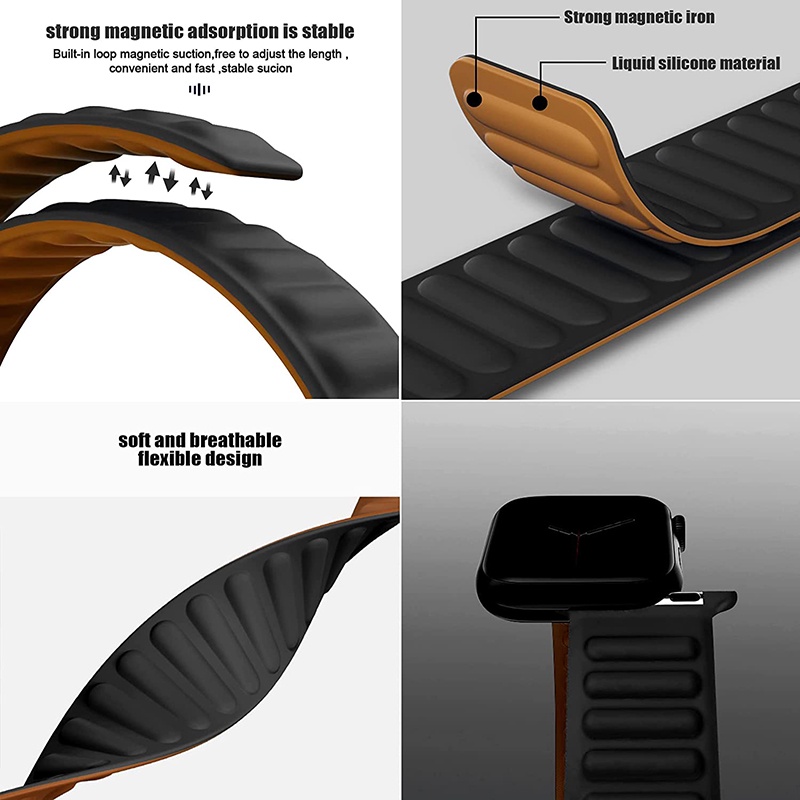 Dây Đeo Silicon Từ Tính Chống Nước Cho Đồng Hồ Thông Minh Apple watch Series 8 7 SE 6 5 4 3 Ultra iwatch 40mm 44mm 41mm 45mm 49mm