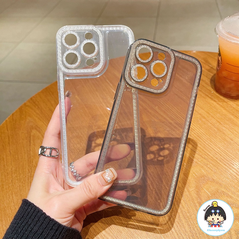 Ốp Điện Thoại TPU Mềm Trong Suốt Đính Đá Sang Trọng Cho IPhone 13 12 11 14 Pro Max XS XR 8 7 Plus