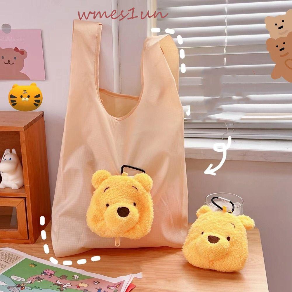 Túi Đeo Vai Nylon 15H Gấp Gọn Tái Sử Dụng Được Có Khóa Treo Họa Tiết Hoạt Hình