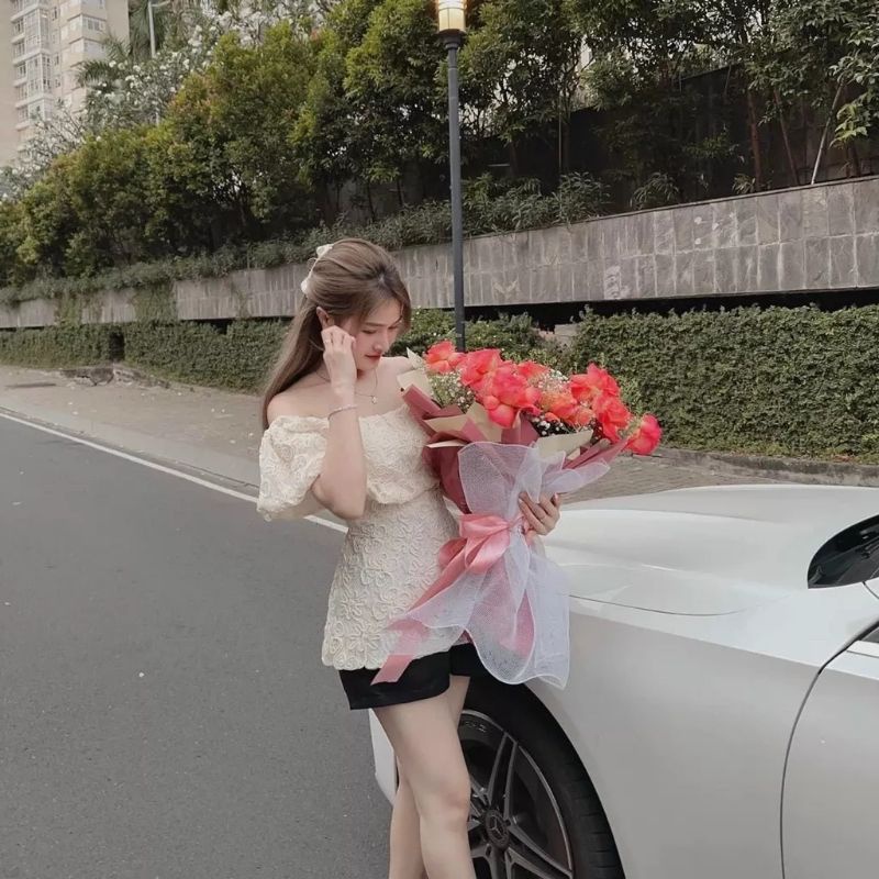 💋Áo trễ vai ren bánh bèo tiểu thư  TẶNG TAG CÀI🌸🌸