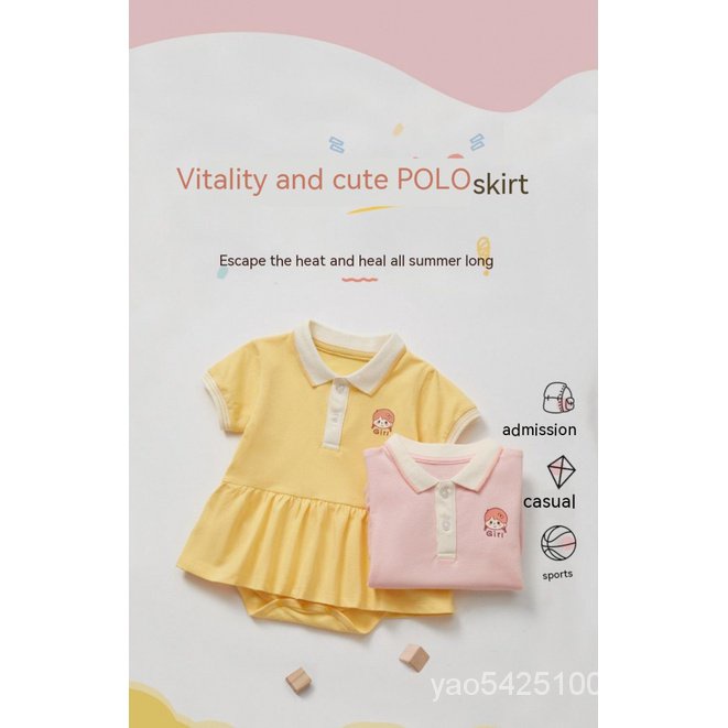 Áo Liền Quần Mùa Hè Tay Cộc Dễ Thương Cho Bé Gái