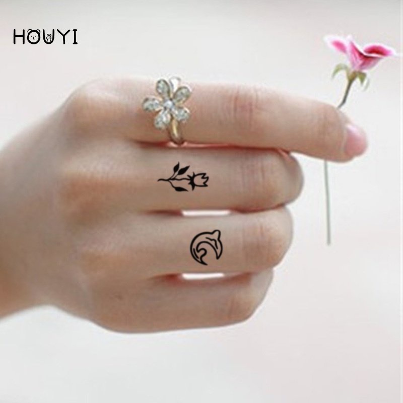 Hình Xăm Dán Tạm Thời Họa Tiết Ngôi Sao / Mặt Cười / Trái Tim / Hoa Đơn Giản Chống Thấ