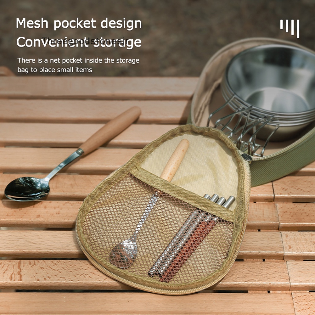 Túi Đựng Dao Nĩa / Cốc Nước Bằng Vải Oxford Chống Thấm Nước Tiện Dụng Mang Theo Du Lịch Cắm Trại