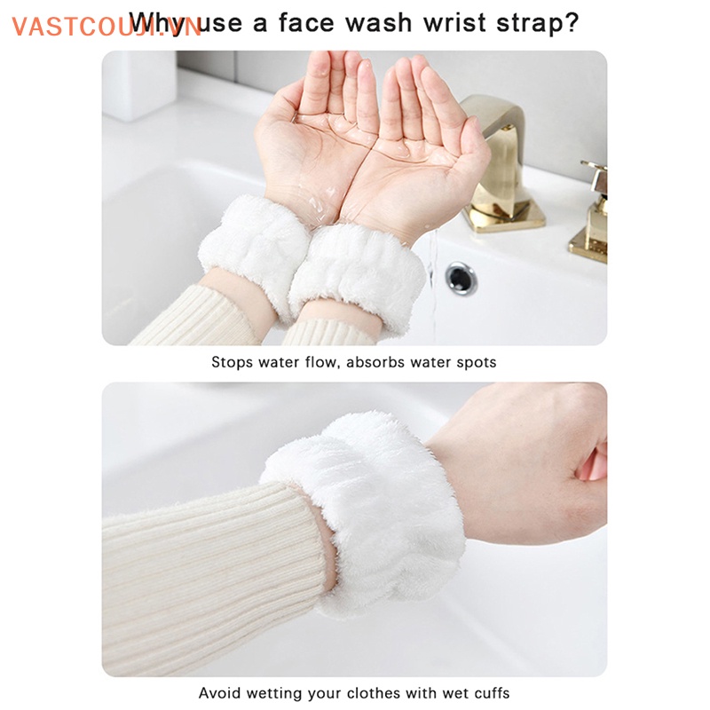 1 Cặp Băng Đeo Cổ Tay Thấm Hút Mồ Hôi Linh Hoạt Có Thể Tái Sử Dụng Cho Rửa Mặt