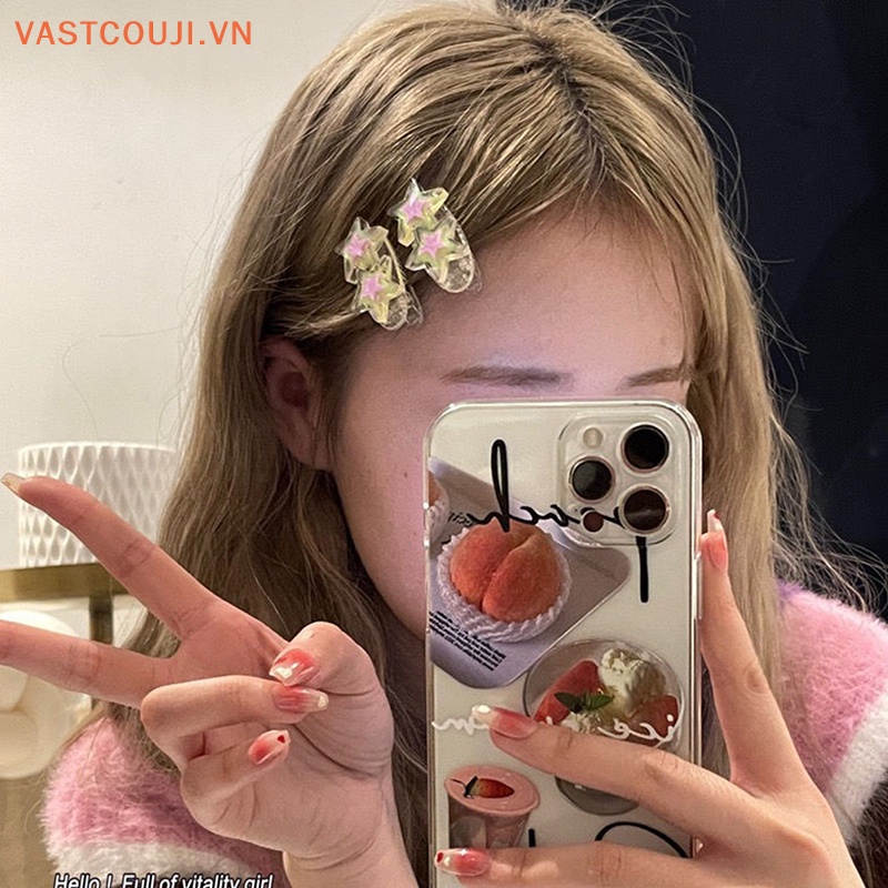 Bộ 2 Kẹp Tóc Hình Ngôi Sao Lấp Lánh Thời Trang Cho Bé Gái VASTJI Y2K