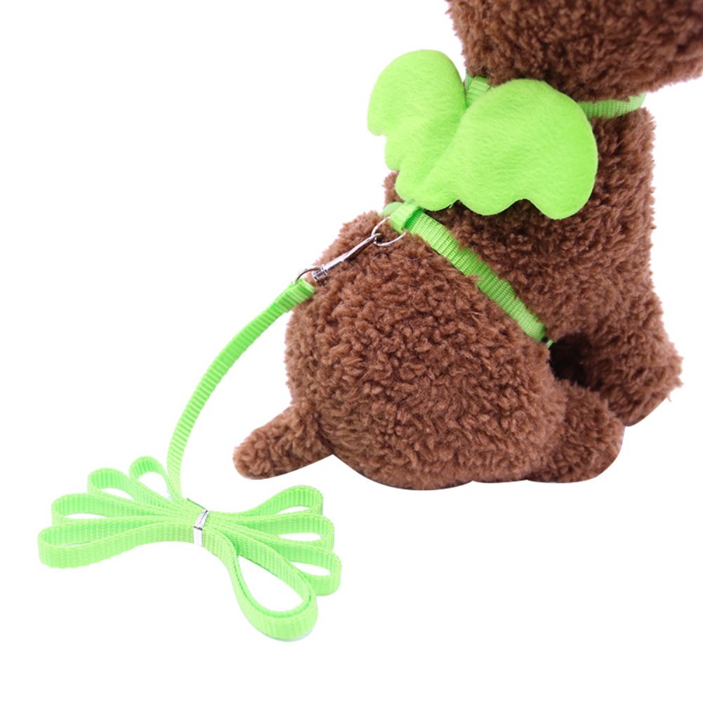 Chó cưng đôi cánh thiên thần khai thác Dây Xích chì dễ thương màu rắn có thể điều chỉnh dây đeo ngực mèo