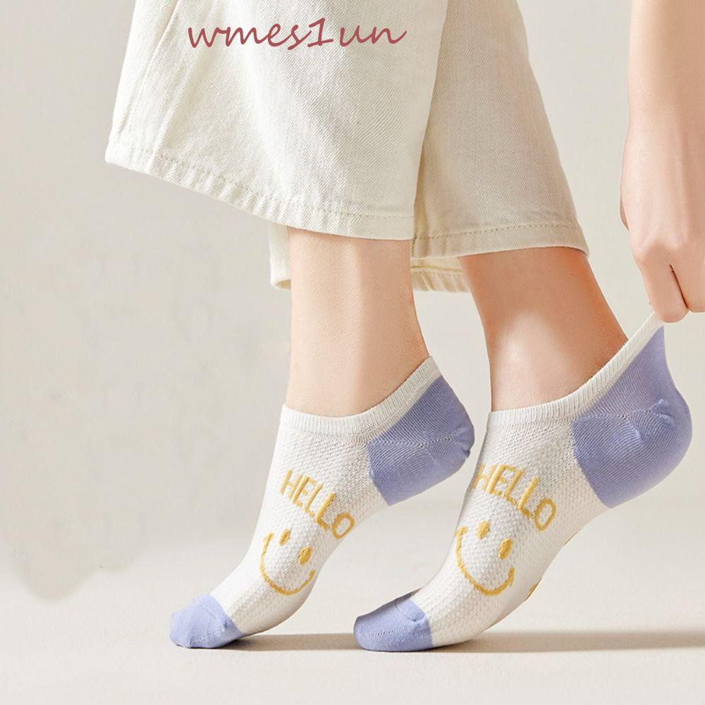 Vớ Thoáng Khí Thoải Mái In Họa Tiết Mặt Cười Thời Trang Mùa Hè Cho Nữ WMES15H