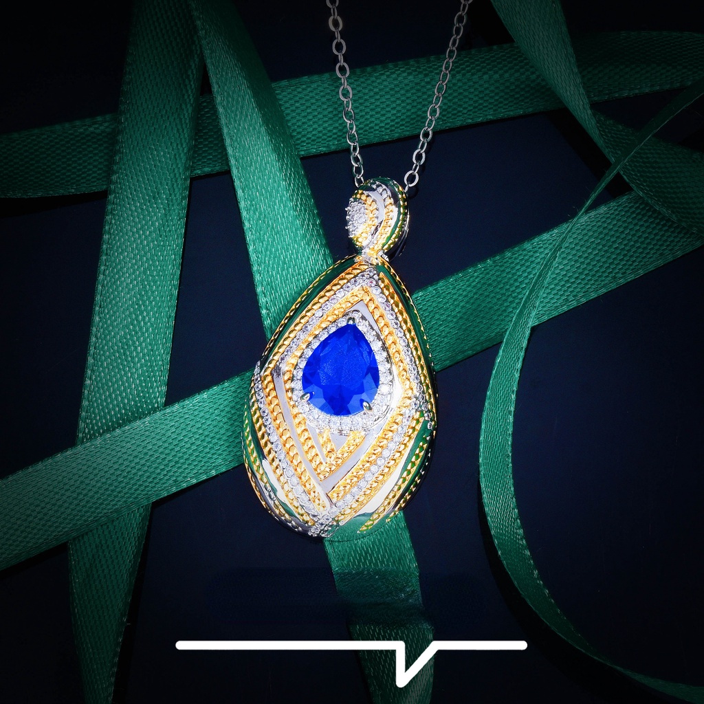 Goldkingdom Phụ Kiện Trang Sức Thời Trang Ren Họa Tiết Bóng Cạnh Hai Màu Mặt Dây Chuyền Hera Nước Mắ