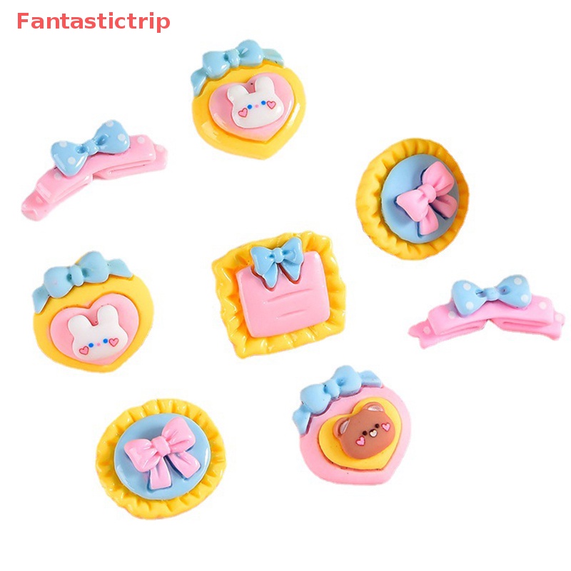 [Fantastictrip] Set 10 Tượng Nhựa Resin Mini Hình Thỏ Thắt Nơ Sau Lưng Trang Trí Nhà Cửa / Xe Hơi DIY Mới